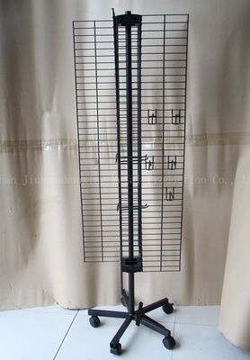 ชั้นวางจอแสดงผลแบบหมุนได้ W500mm H1800mm สี่ด้าน， ชั้นวางอุปกรณ์เสริมสำหรับโทรศัพท์มือถือพร้อมตะขอ
