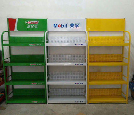 ซุปเปอร์มาร์เก็ตชั้นวางของแบบกำหนดเอง อุปกรณ์เสริมในรถยนต์ ชั้นวางจอแสดงผล สีเขียว สีเหลือง สีขาว