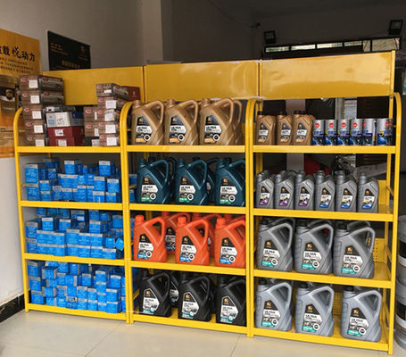 ซุปเปอร์มาร์เก็ตชั้นวางของแบบกำหนดเอง อุปกรณ์เสริมในรถยนต์ ชั้นวางจอแสดงผล สีเขียว สีเหลือง สีขาว