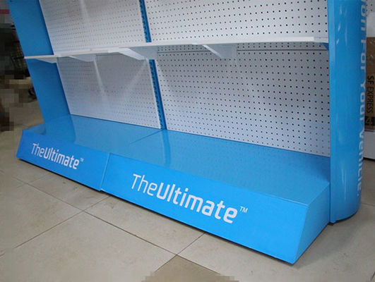 สีฟ้าความลึก 500 มม. ความยาว 1,000 มม. Peg Hook Display Rack Powder Coated
