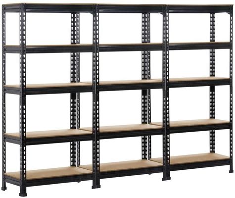 3 Pack Heavy Duty 5 Tier Warehouse Storage Shelves โรงรถชั้นวางของหน่วยปรับได้ 59 &quot;H