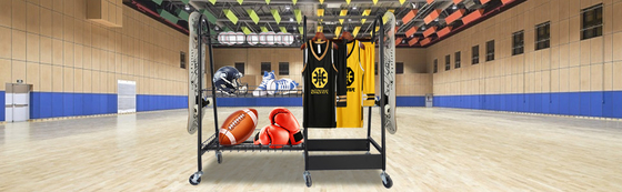 Metal Garage Ball Rack โรลลิ่งสอุปกรณ์จัดเก็บอุปกรณ์กีฬาพร้อมกระเช้า