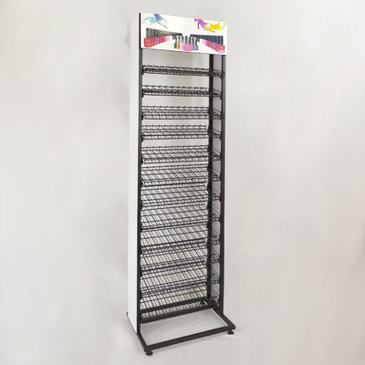 ชั้นวางของซุปเปอร์มาร์เก็ตสีดำพร้อมชั้นวางยาทาเล็บ PVC Board