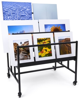 Black Mobile Art Display Stand ชั้นวางหนังสือ 3 ชั้น, ชั้นวางจอแสดงผลราคาร้านค้า